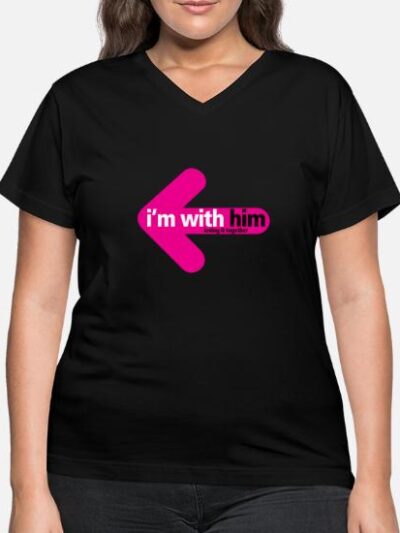 Im-with-him-womens-v-neck-t-shirt.jpg